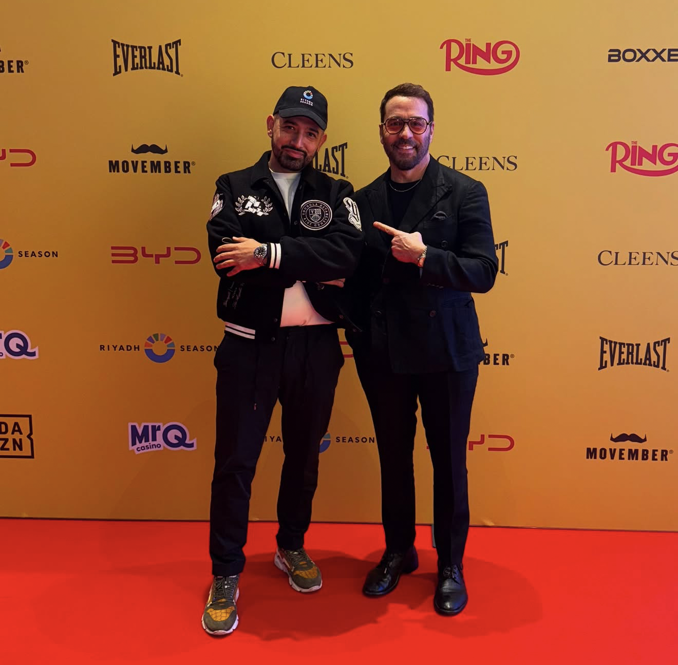 Never-Before founder Nav Salimian with Jeremy Piven at Eubank Jr versus Benn I in London