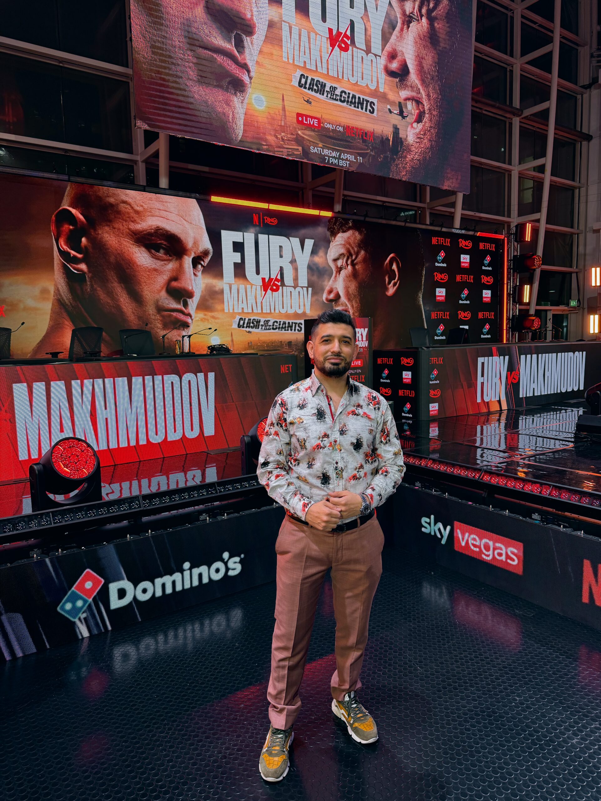 Never-Before founder Nav Salimian at a major boxing event