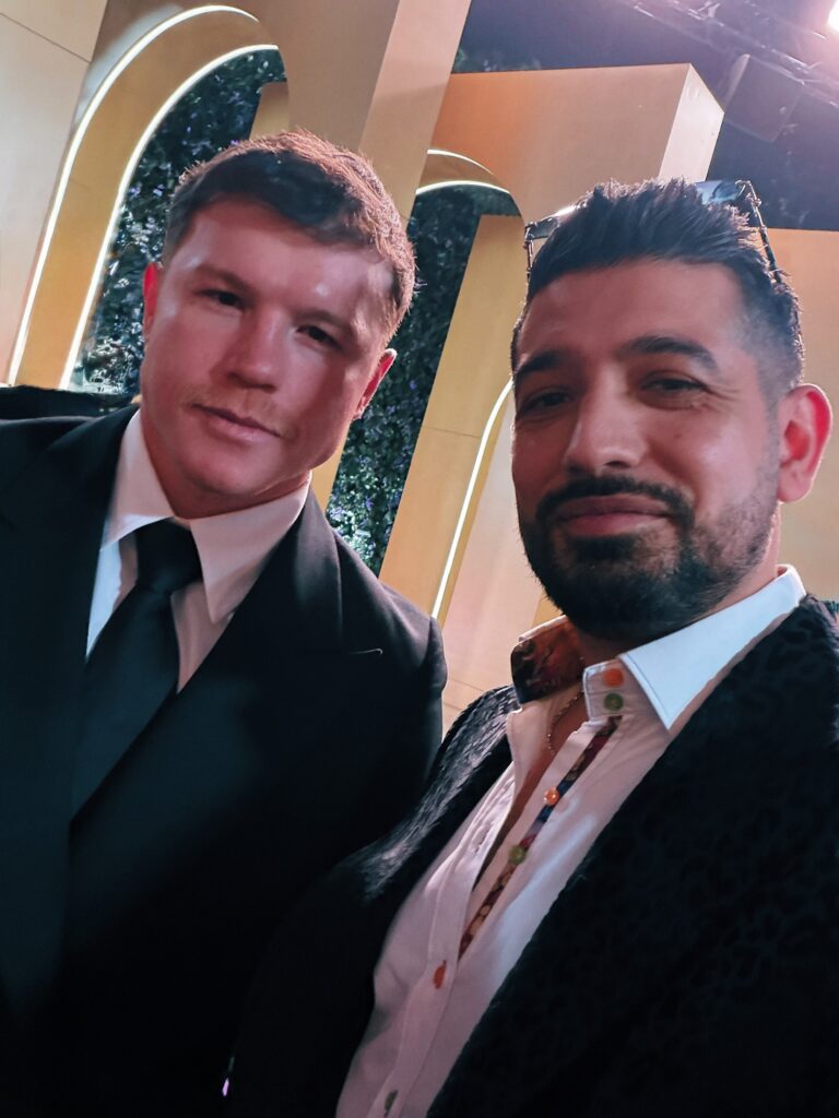 Navid Salimian with Canelo Alvarez at the Joy Awards in Riyadh